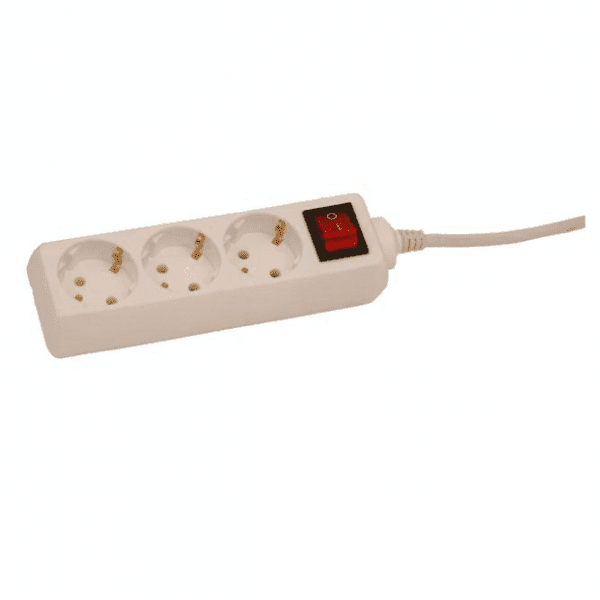 Pagarinātājs trīsvietīgs ar slēdzi 3m, 3x1mm