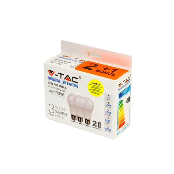 Spuldze V-Tac 2113 E27/A60 1055lm/11W/4K 2+1gb. - Image 3