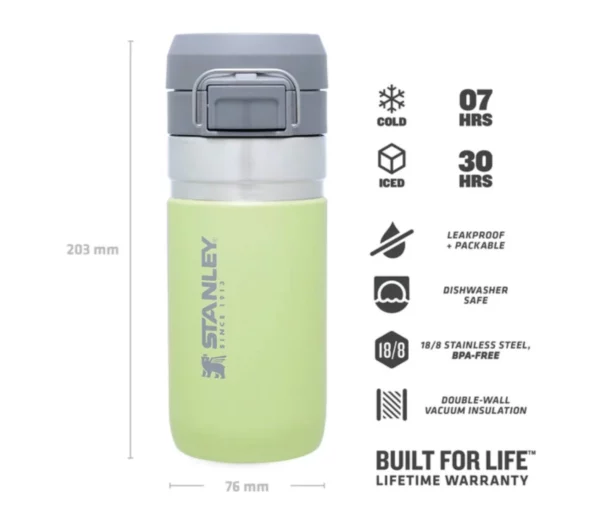 Termopudele STANLEY The Quick Flip Water Bottle Go 0.47L, citrondzeltenā krāsā - Image 4