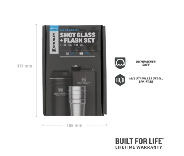 Dāvanu komplekts Adventure, degvīna glāzītes 4gb 50mL un blašķe 0,23L matēti melns - Image 3
