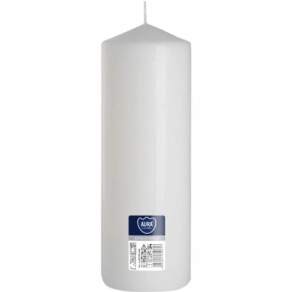 Aura Pillar svece balta 8x25cm